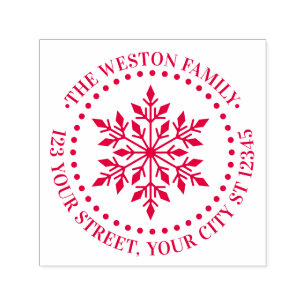 Winter Holidays Snowflake Snow Name Return Address Self-inking Stamp