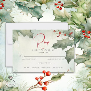 Winter Holly and Berries RSVP Card