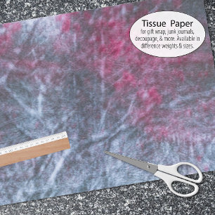 Winter holly berries under snow painting tissue paper