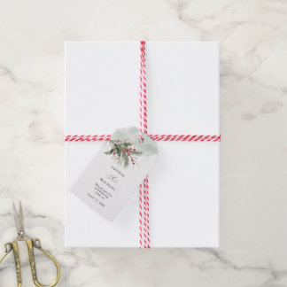 Winter Holly Berries Watercolor Wedding Gift Tags