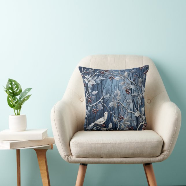Winter Holly Bird Cushion (Chair)