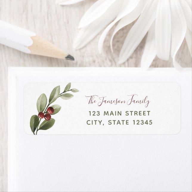 Winter Holly Return Address Label (Insitu)