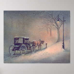 WINTER HORSE & BUGGY by SHARON SHARPE Poster