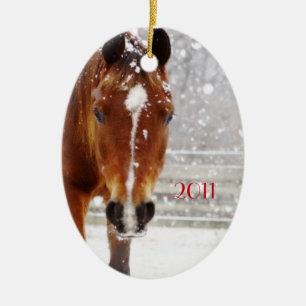 Winter Horse Christmas Ceramic Tree Decoration
