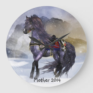 Winter Horse, Equine Art Round (Large) Wall Clock