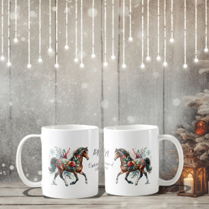 Winter Horse With Flowers Coffee Mug