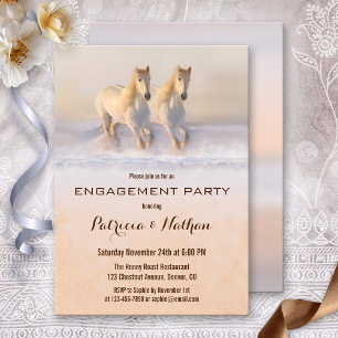 Winter Horses in Snow Engagement Party Invitation