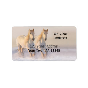 Winter Horses in Snow Wedding Address Label