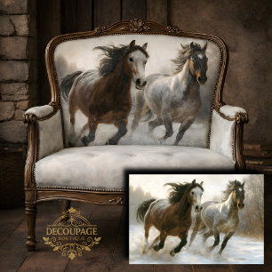 Winter Horses Running Side by Side Decoupage Tissue Paper
