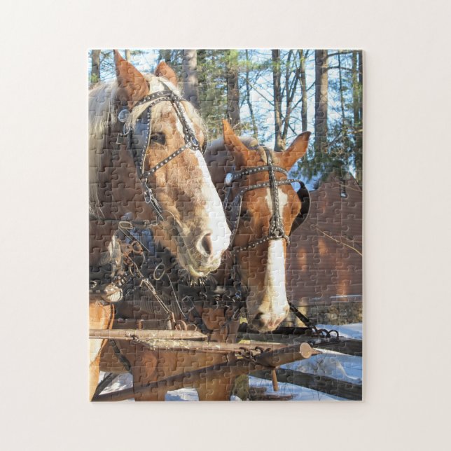 Winter Horses Themed Jigsaw Puzzle (Vertical)