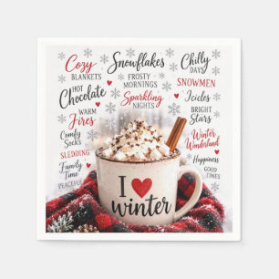 Winter Hot Chocolate with Word Cloud Napkin