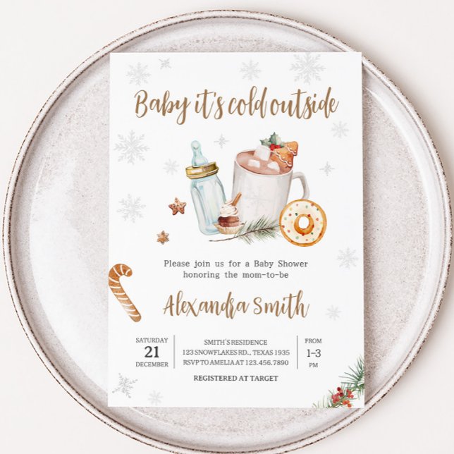 Winter Hot Cocoa Baby Its Cold Outside Baby Shower Invitation (Baby Its Cold Outside Baby Shower Invitation)
