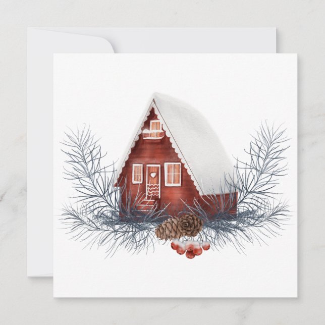 Winter House Festive  Card (Front)