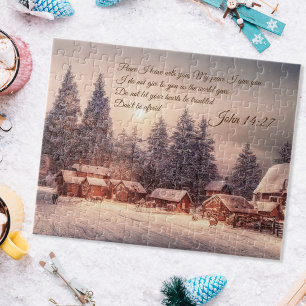 Winter house forest - John 14:27 Bible Verse Jigsaw Puzzle