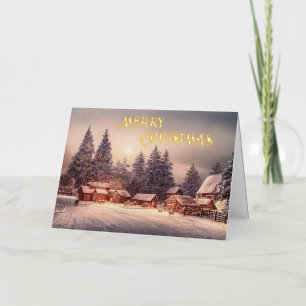 Winter house forest - Merry Christmas Foil Greeting Card