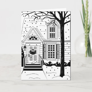 winter house holiday card