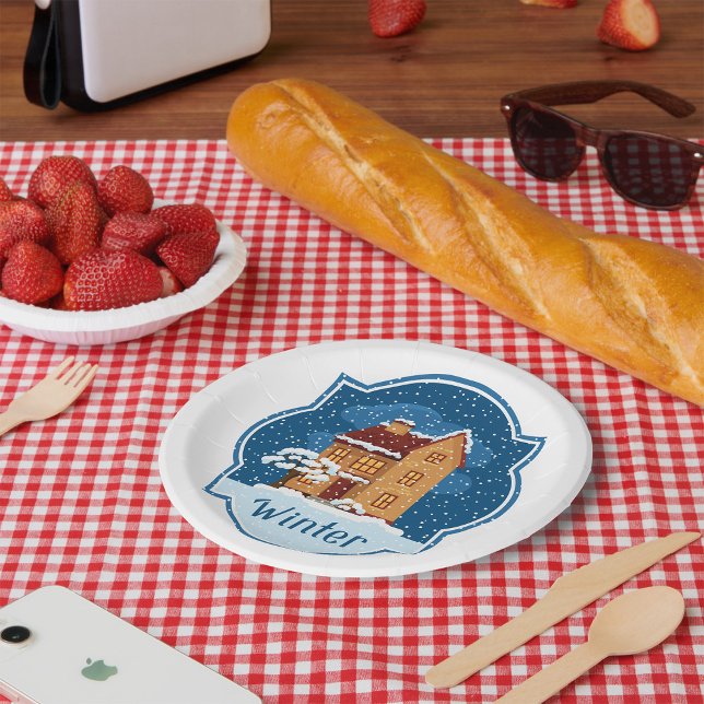 Winter House In The Snow Paper Plate (Creator Uploaded)