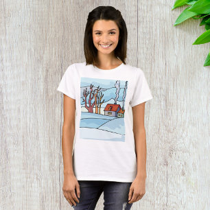 Winter House Landscape T-Shirt