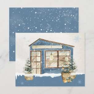Winter house snow holiday card