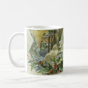 Winter House Vintage Illustration Coffee Mug