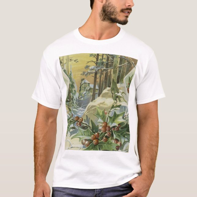 Winter House Vintage Illustration T-Shirt (Front)