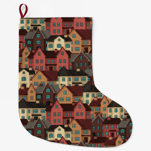 Winter houses large christmas stocking
