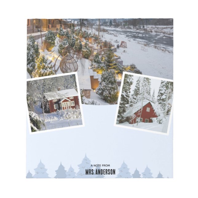 Winter Houses & Snowy Landscape Notepad (Front)