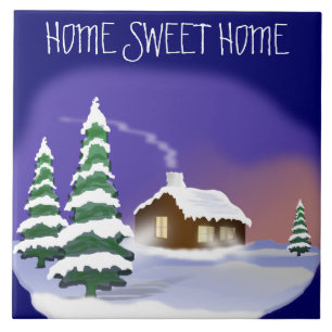 Winter Housewarming: Snowy Home Sweet Home Ceramic Tile