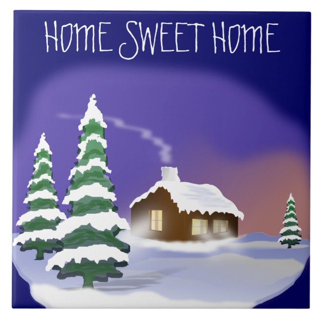 Winter Housewarming: Snowy Home Sweet Home Ceramic Tile (Front)