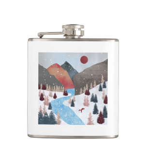 Winter Hunting Fox Hip Flask