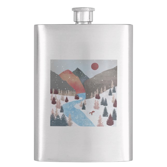 Winter Hunting Fox Hip Flask (Front)