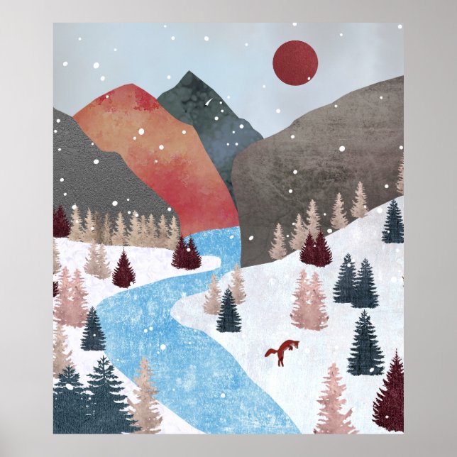 Winter Hunting Fox Poster (Front)