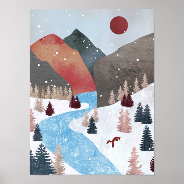 Winter Hunting Fox Poster (Front)