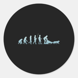 Winter Husky Sled Wolf Dog Snow Sled Rider Classic Round Sticker