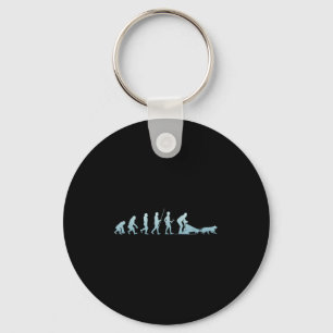 Winter Husky Sled Wolf Dog Snow Sled Rider Key Ring