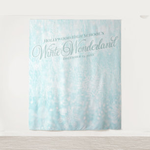 Winter Ice Blue Snowflake Photo Backdrop Tapestry