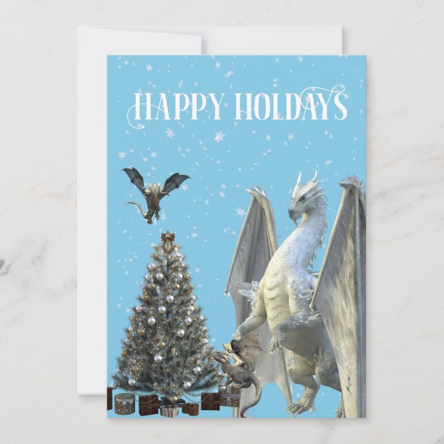 Winter ice Dragon Christmas Happy Holidays Holiday Card (Front)