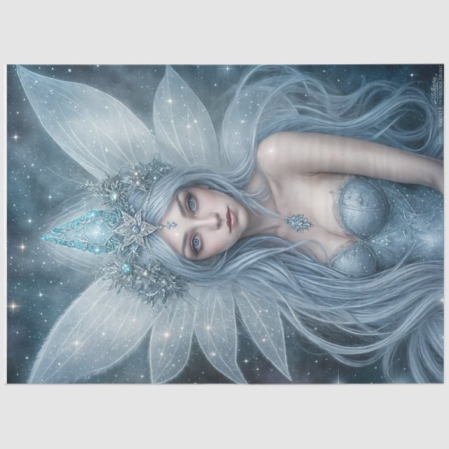 Winter Ice Fairy Queen with Crystal Wings Fantasy  Tissue Paper (Front)