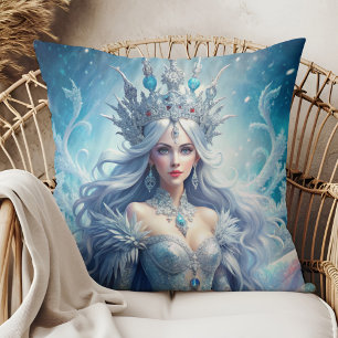 Winter Ice Queen Fantasy Art Throw Pillow