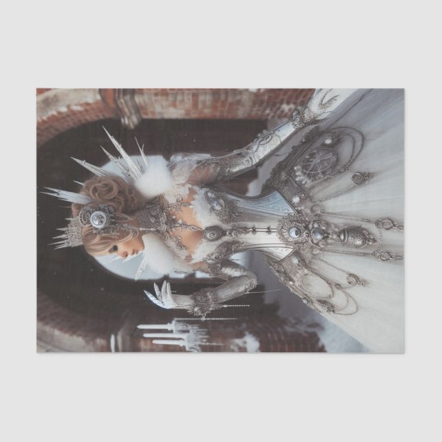 Winter Ice Queen Steampunk Victorian Industrial Tissue Paper (Front)