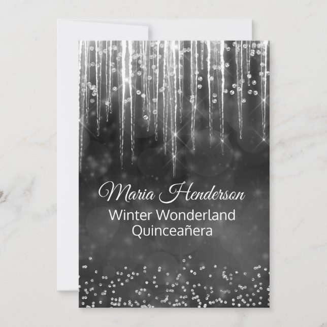 Winter Ice Quinceanera Birthday Invitation (Front)