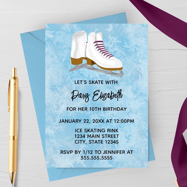Winter Ice Skates Birthday Invitation (Creator Uploaded)
