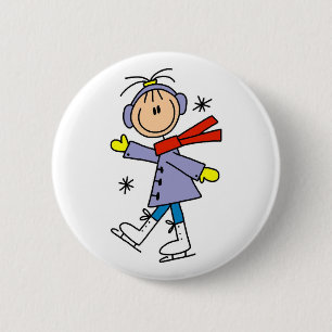Winter Ice Skating 6 Cm Round Badge