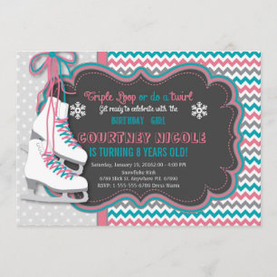 Winter Ice Skating Birthday Party Invitation