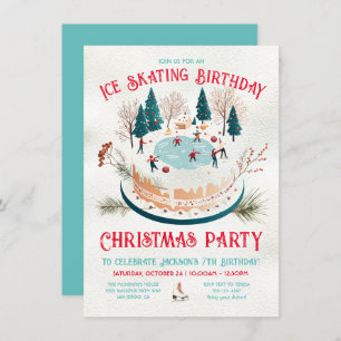 Winter Ice Skating Birthday Party Invitation