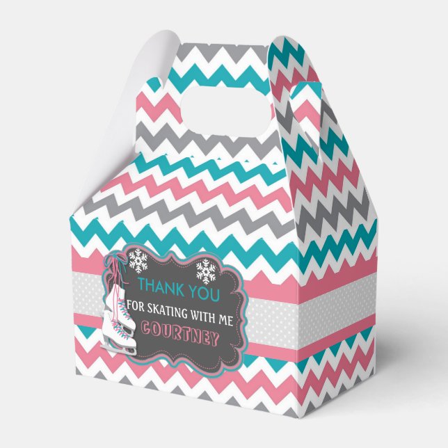 Winter Ice Skating Birthday Party Thank You Favour Box (Front Side)