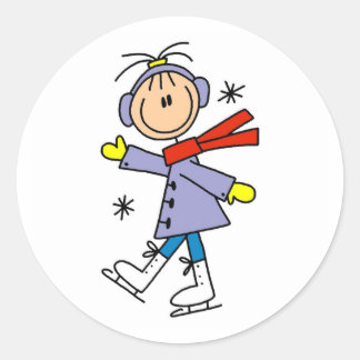 Winter Ice Skating Classic Round Sticker