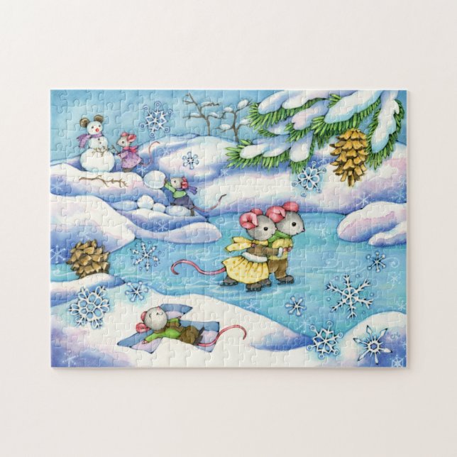 Winter Ice Skating Mice Puzzle (Horizontal)