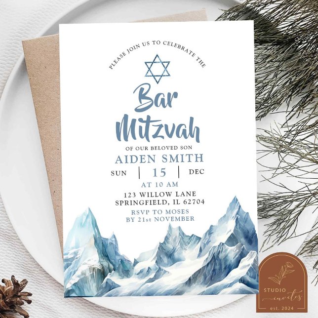 Winter Iceberg Mountain Bar Mitzvah  Invitation (Creator Uploaded)