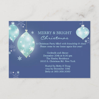 Winter Icy Blue Balls Christmas Party Invitation
